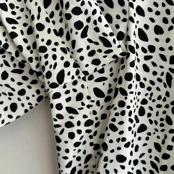 Zara Dalmatian Print Pleated Wide Leg Cropped Trouser Culottes in White, Med - Picture 7 of 16